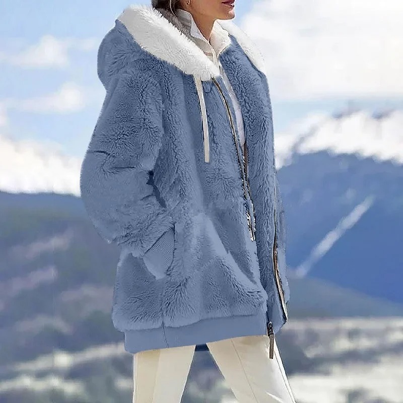 Wool Coat Peacoat - Damskie ciepłe kurtki zimowe 2025, pluszowe,