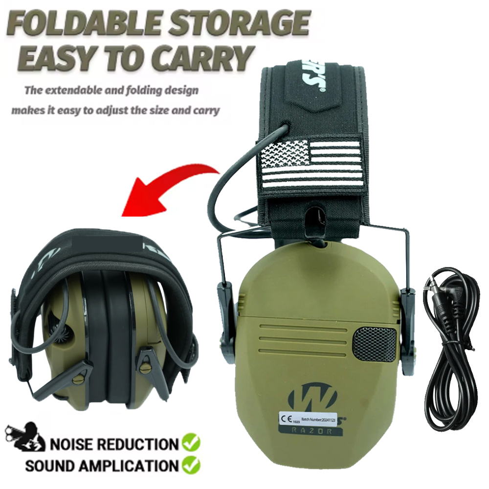 Earmuffs Foldable - Ochronne nauszniki, ultracienkie elektroniczne składane nauszniki